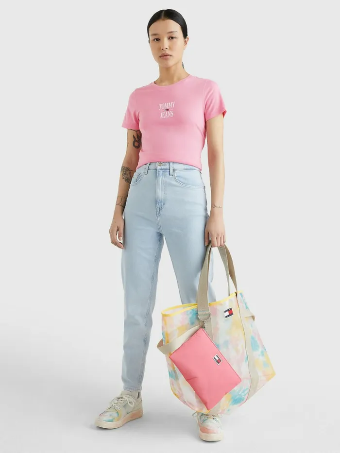 Tommy Hilfiger Essential Skinny Fit Logo TShirt Fresh Pink Womens TShirts On Sale