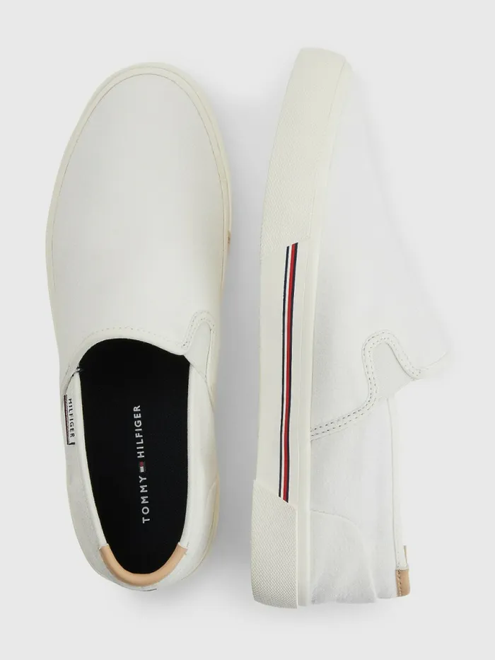 Tommy Hilfiger Essential SlipOn Vulcanised Trainers Ecru Mens Boots Gift Ideas