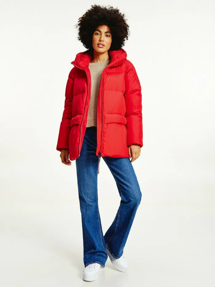 Tommy Hilfiger Essential Th Protect Padded Logo Coat Primary Red Womens Coats and Jackets Gift Ideas Tommy Hilfiger Essential Th Protect Padded Logo Coat Primary Red Womens Coats and Jackets Gift Ideas