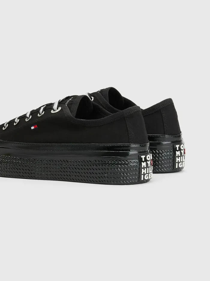 Tommy Hilfiger Essential Vulcanised Flatform Trainers Black Womens Boots Casaul