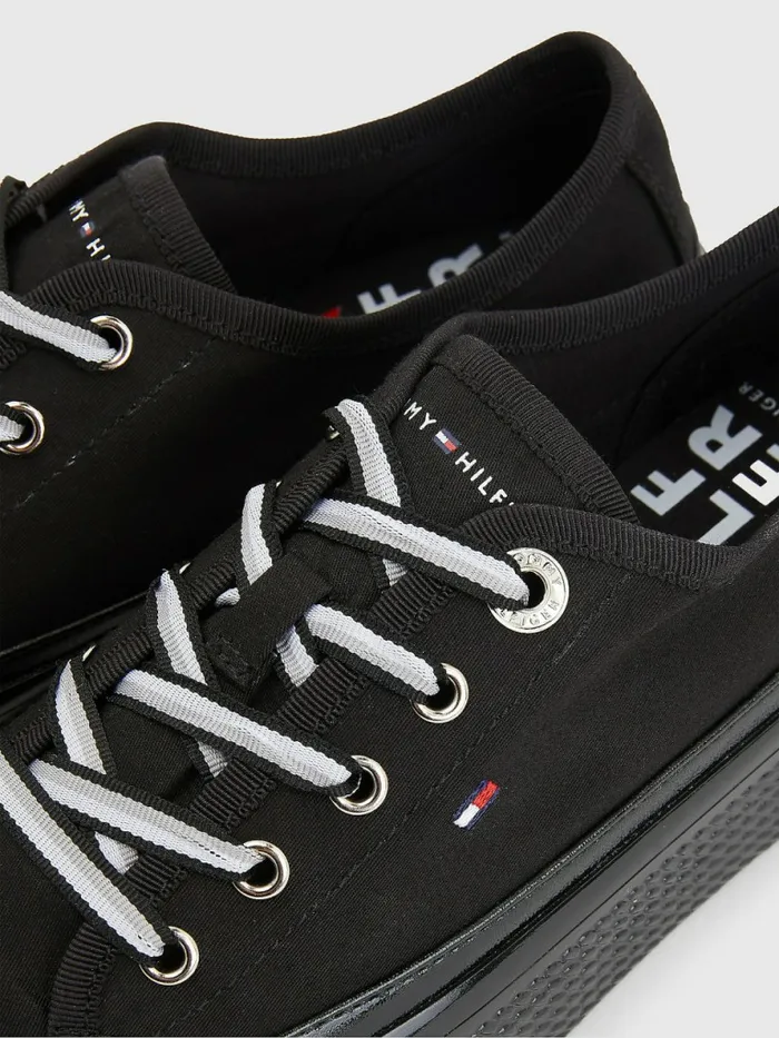 Tommy Hilfiger Essential Vulcanised Flatform Trainers Black Womens Boots Casaul