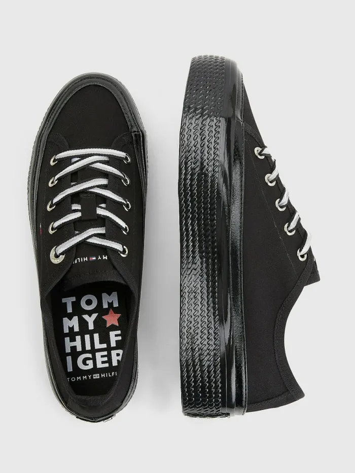 Tommy Hilfiger Essential Vulcanised Flatform Trainers Black Womens Boots Casaul