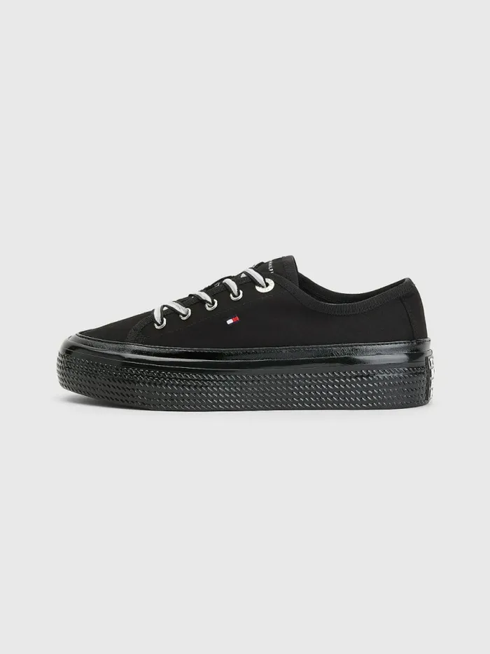 Tommy Hilfiger Essential Vulcanised Flatform Trainers Black Womens Boots Casaul