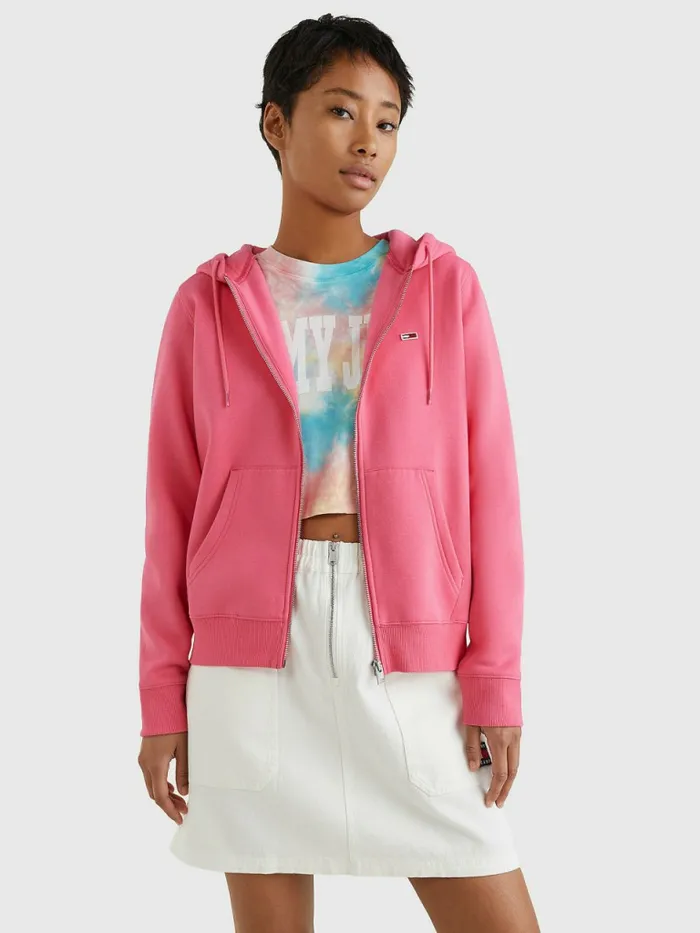 Tommy Hilfiger Essential ZipThru Hoody Garden Rose Womens Sweatshirts and Hoodies Fashion Tommy Hilfiger Essential ZipThru Hoody Garden Rose Womens Sweatshirts and Hoodies Fashion