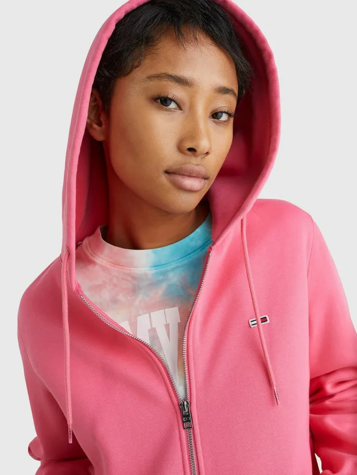 Tommy Hilfiger Essential ZipThru Hoody Garden Rose Womens Sweatshirts and Hoodies Fashion