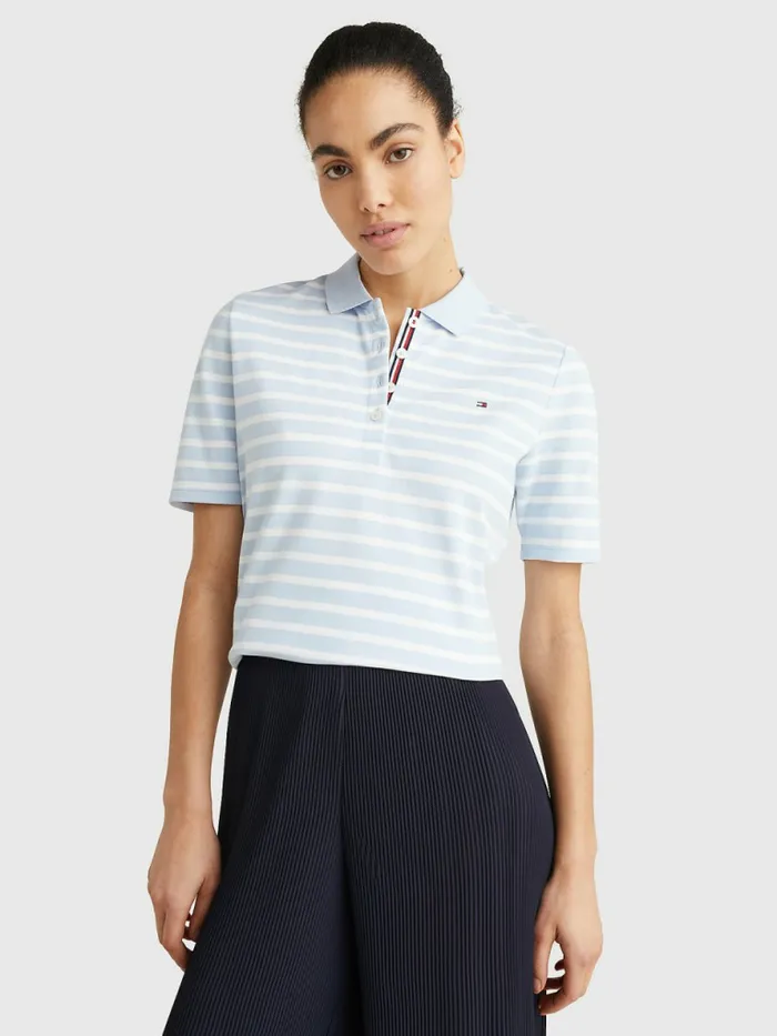 Tommy Hilfiger Essentials Stripe Polo Breton StpBreezy Blue White Womens Polo Shirts Sale Tommy Hilfiger Essentials Stripe Polo Breton StpBreezy Blue White Womens Polo Shirts Sale