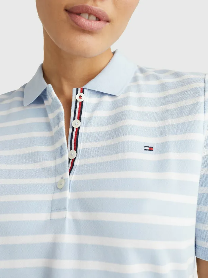 Tommy Hilfiger Essentials Stripe Polo Breton StpBreezy Blue White Womens Polo Shirts Sale