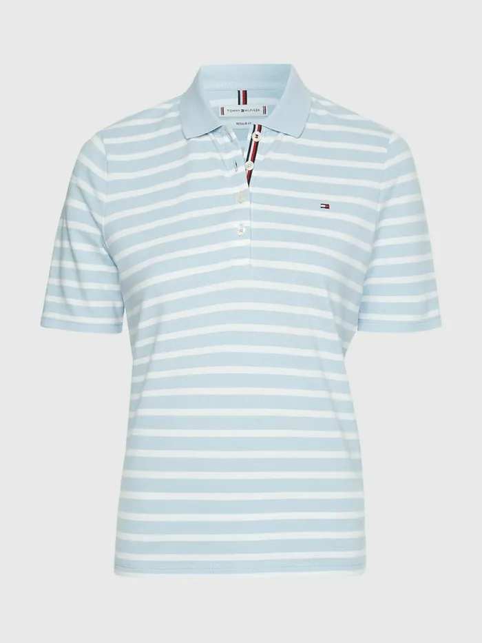 Tommy Hilfiger Essentials Stripe Polo Breton StpBreezy Blue White Womens Polo Shirts Sale
