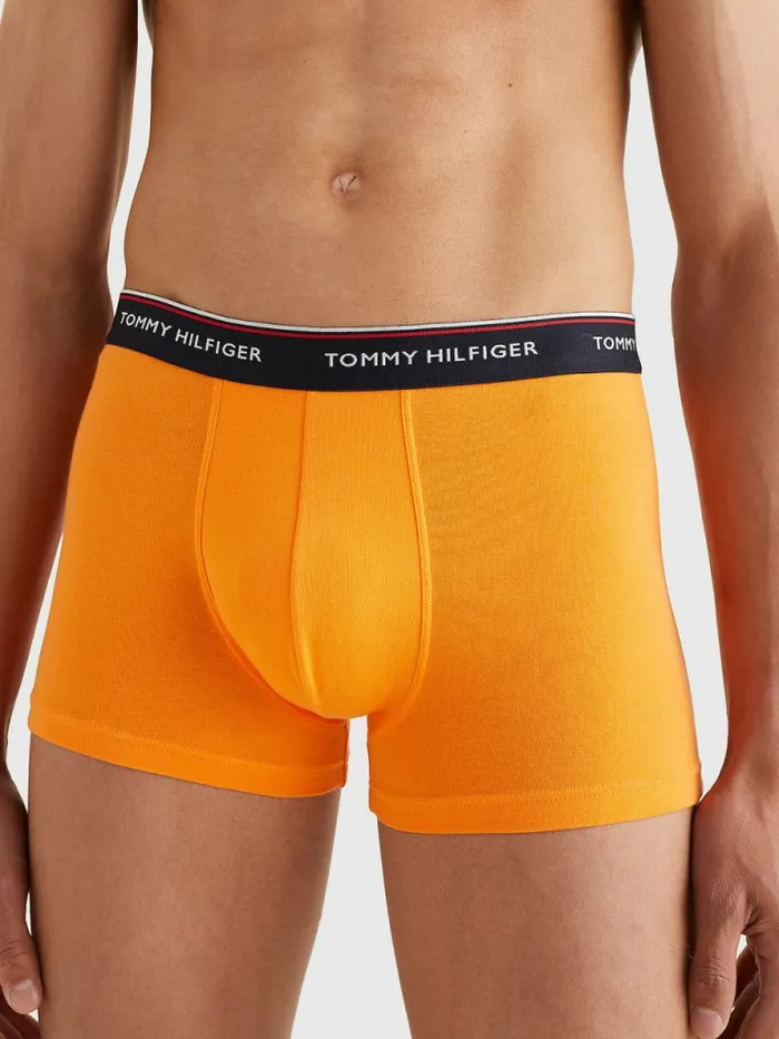 Tommy Hilfiger Exclusive 3Pack Organic Cotton Trunks Des SkyPrim GreenCypress Orang Mens Underwear Cheap On Sale
