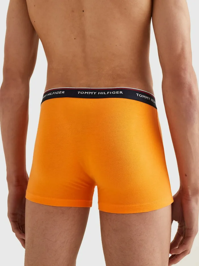 Tommy Hilfiger Exclusive 3Pack Organic Cotton Trunks Des SkyPrim GreenCypress Orang Mens Underwear Cheap On Sale