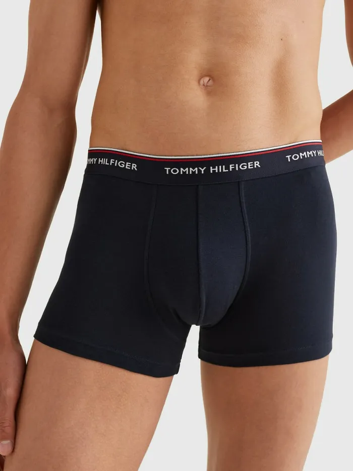 Tommy Hilfiger Exclusive 3Pack Organic Cotton Trunks Des SkyPrim GreenCypress Orang Mens Underwear Cheap On Sale