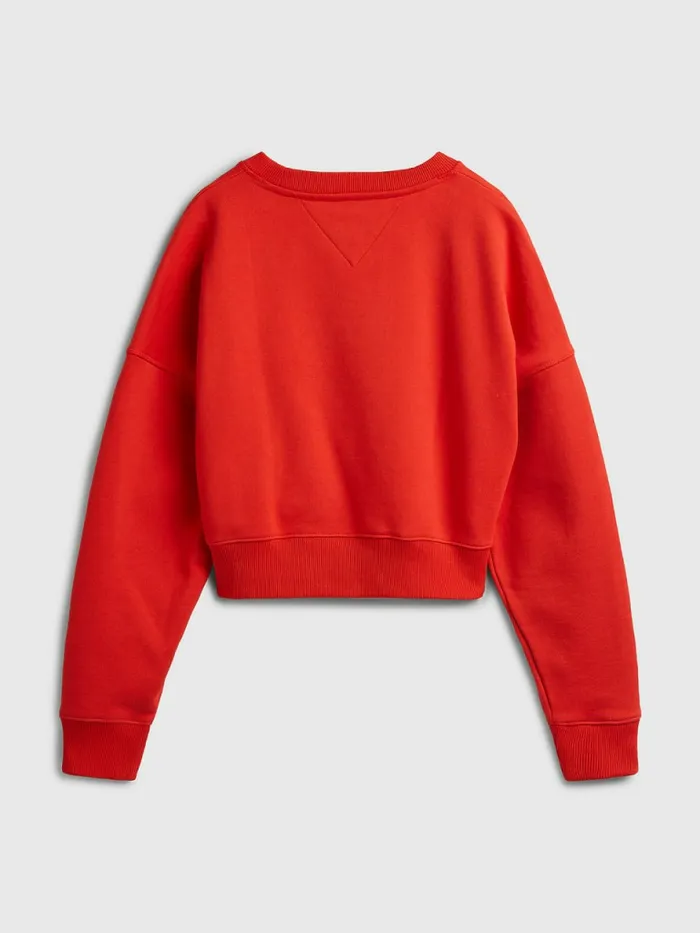 Tommy Hilfiger Exclusive Pop Drop Cropped Sweatshirt Wagon Red Womens Sweatshirts and Hoodies Casaul