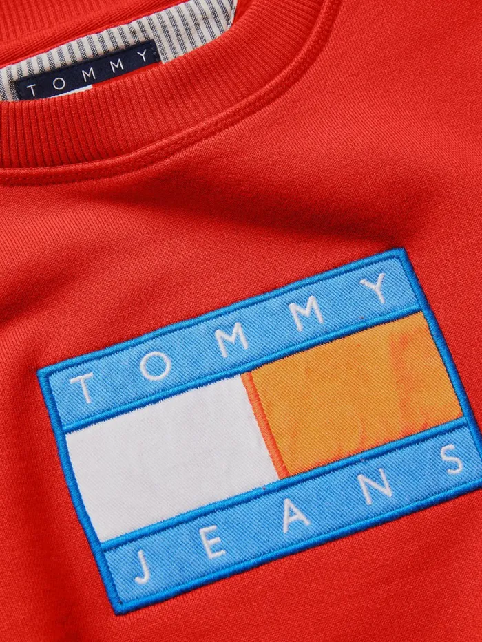 Tommy Hilfiger Exclusive Pop Drop Cropped Sweatshirt Wagon Red Womens Sweatshirts and Hoodies Casaul