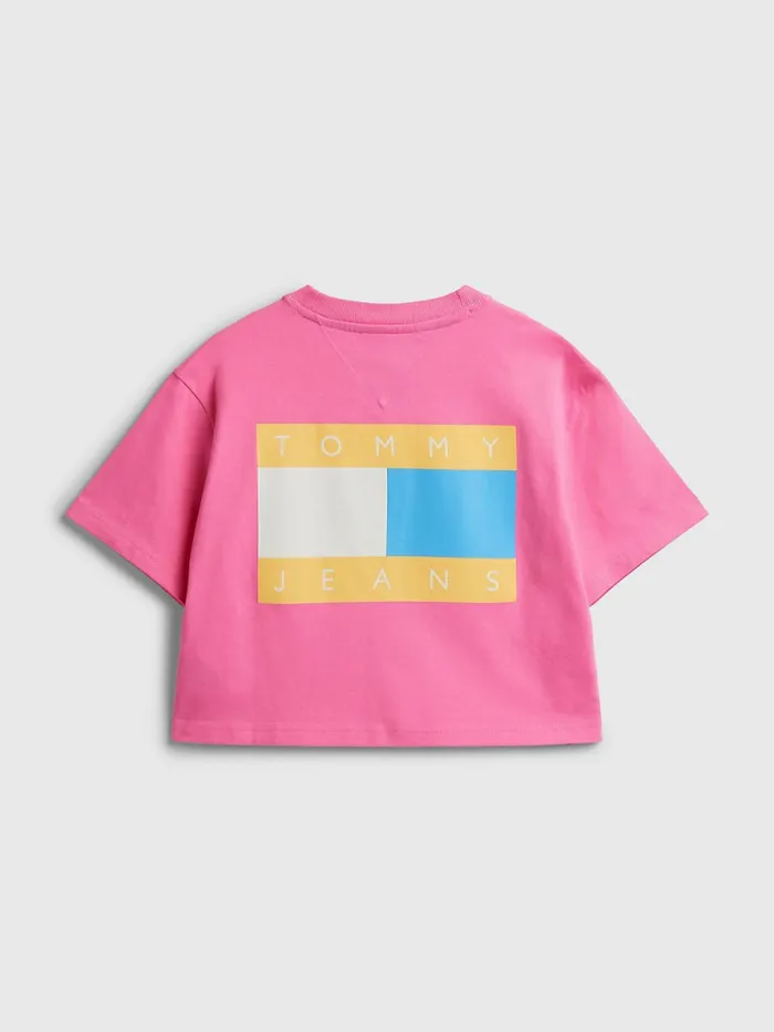 Tommy Hilfiger Exclusive Pop Drop Cropped TShirt Pop Pink Womens CoOrds