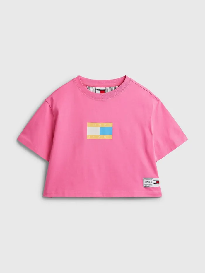 Tommy Hilfiger Exclusive Pop Drop Cropped TShirt Pop Pink Womens TShirts Gift Ideas Tommy Hilfiger Exclusive Pop Drop Cropped TShirt Pop Pink Womens TShirts Gift Ideas