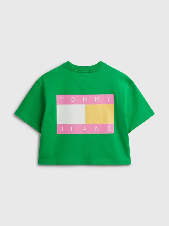 Tommy Hilfiger Exclusive Pop Drop Cropped TShirt Spring Palm Green Womens TShirts Sale
