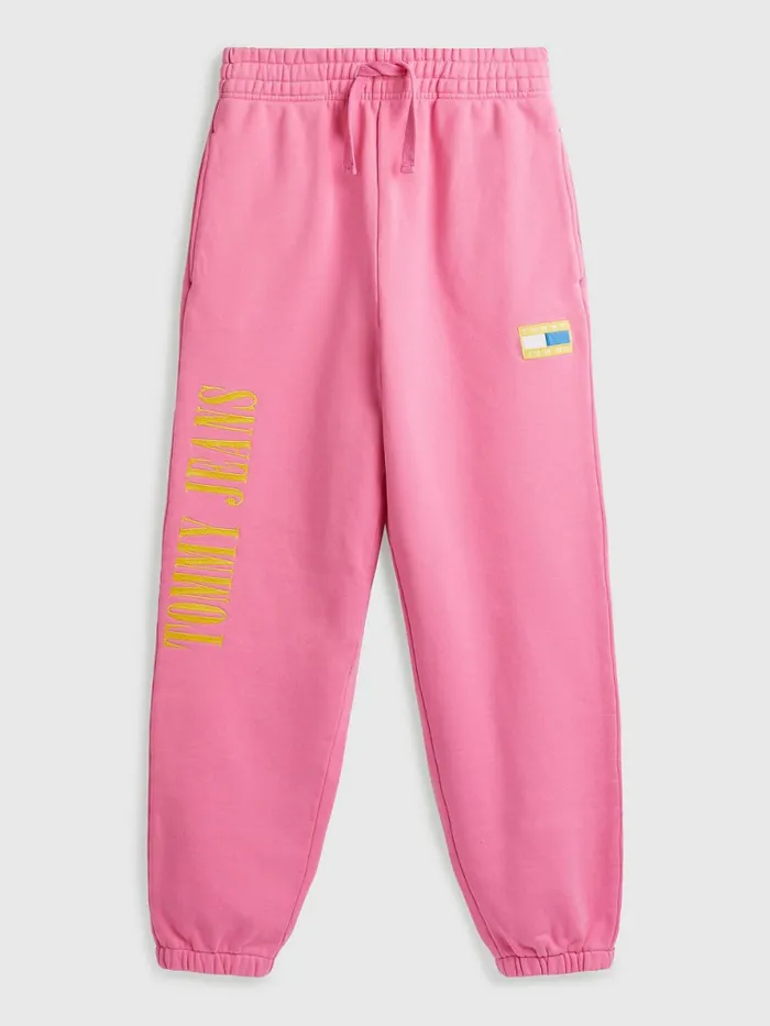 Tommy Hilfiger Exclusive Pop Drop Flag Joggers Pop Pink Womens Trousers