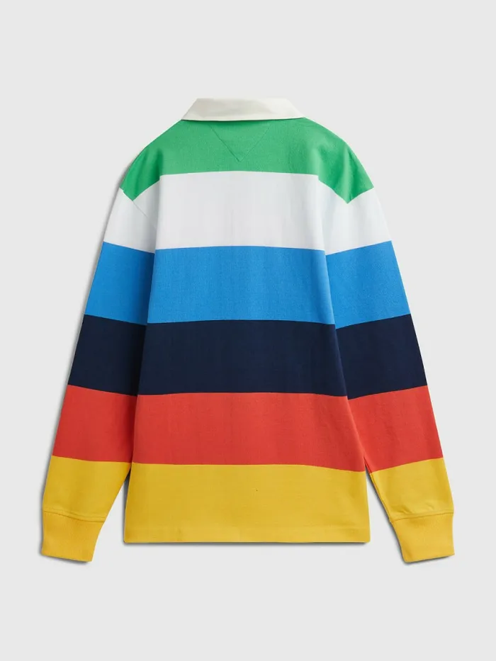 Tommy Hilfiger Exclusive Pop Drop Stripe Organic Cotton Polo Multi Stripe Mens Polo Shirts Sale