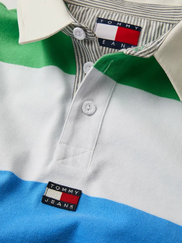 Tommy Hilfiger Exclusive Pop Drop Stripe Organic Cotton Polo Multi Stripe Mens Polo Shirts Sale