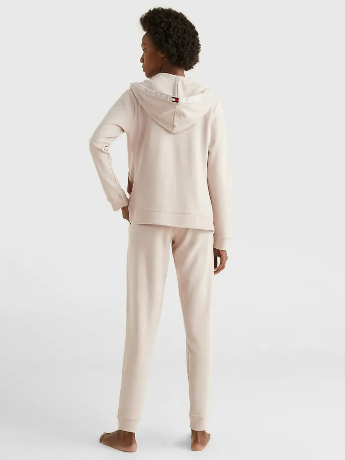 Tommy Hilfiger Exclusive Rib Knit ZipThrough Hoody Balanced Beige Womens Sweatshirts and Hoodies Popular