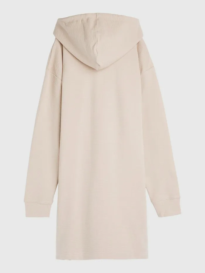 Tommy Hilfiger Exclusive Rib Knit ZipThrough Hoody Balanced Beige Womens Sweatshirts and Hoodies Popular