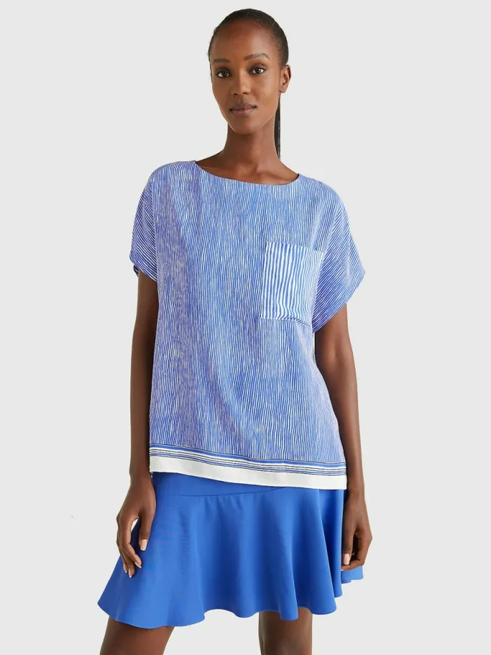 Tommy Hilfiger Exclusive Stripe Relaxed Fit TShirt Handpainted Ithaca StpVerona Blue Womens TShirts Online Tommy Hilfiger Exclusive Stripe Relaxed Fit TShirt Handpainted Ithaca StpVerona Blue Womens TShirts Online