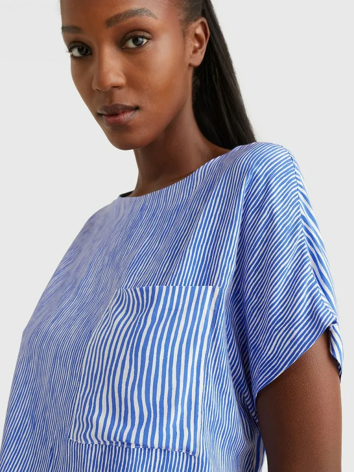 Tommy Hilfiger Exclusive Stripe Relaxed Fit TShirt Handpainted Ithaca StpVerona Blue Womens TShirts Online