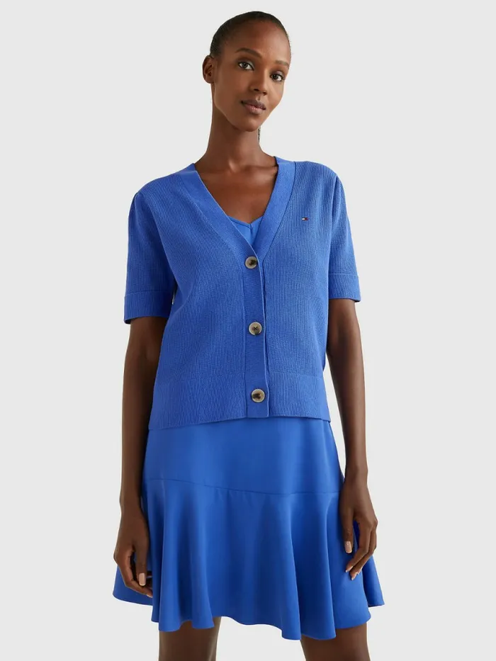 Tommy Hilfiger Exclusive ThreeQuarterSleeve Cardigan Verona Blue Womens Knitwear On Sale Tommy Hilfiger Exclusive ThreeQuarterSleeve Cardigan Verona Blue Womens Knitwear On Sale