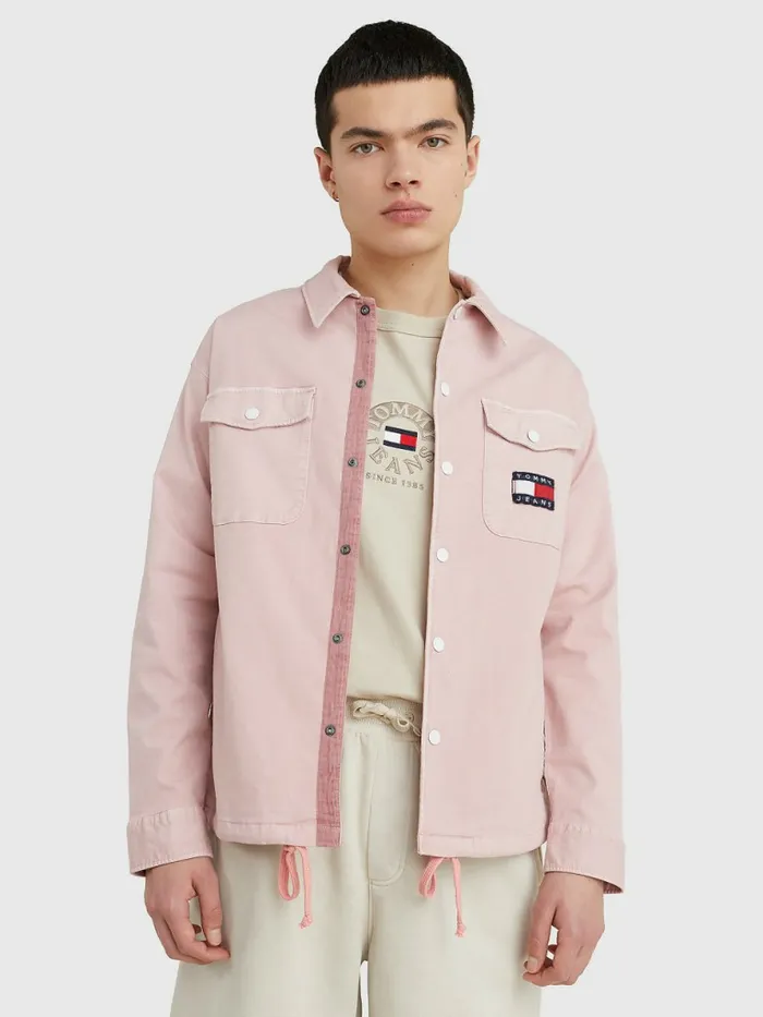 Tommy Hilfiger Expedition Logo Coach Shirt Broadway Pink Mens Shirts On Sale