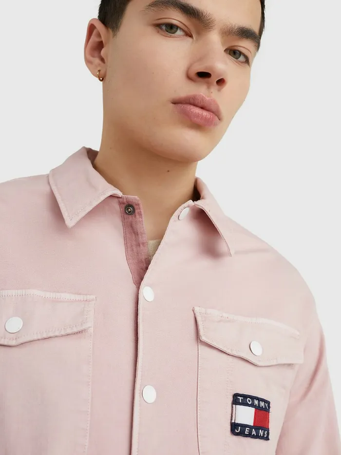 Tommy Hilfiger Expedition Logo Coach Shirt Broadway Pink Mens Shirts On Sale