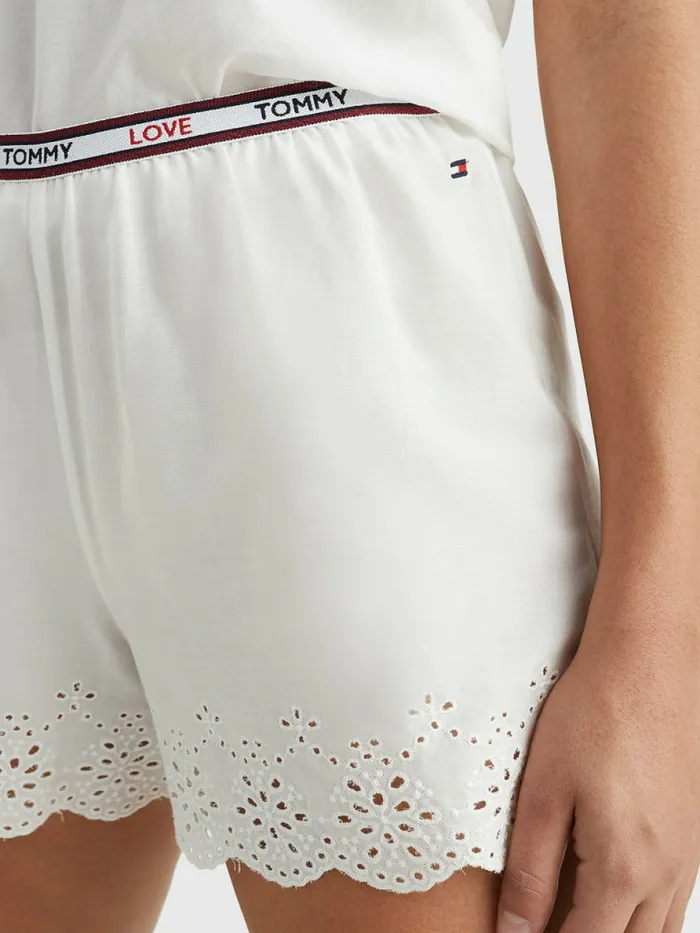 Tommy Hilfiger Eyelet Lace Shorts Ivory Womens Lounge and Nightwear Online