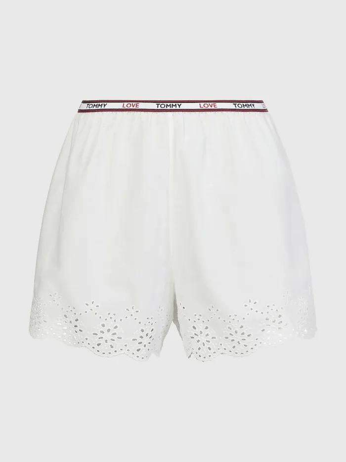 Tommy Hilfiger Eyelet Lace Shorts Ivory Womens Lounge and Nightwear Online