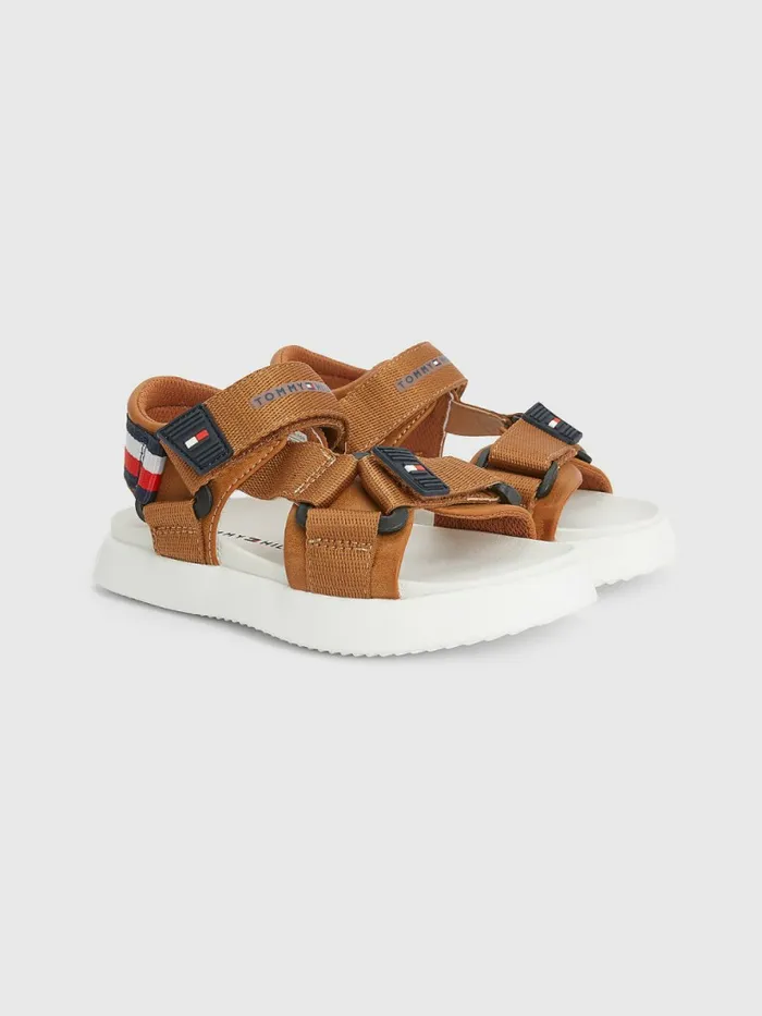 Tommy Hilfiger Fabric Strap Sandals Tobacco Boys Shoes and Accessories Casaul