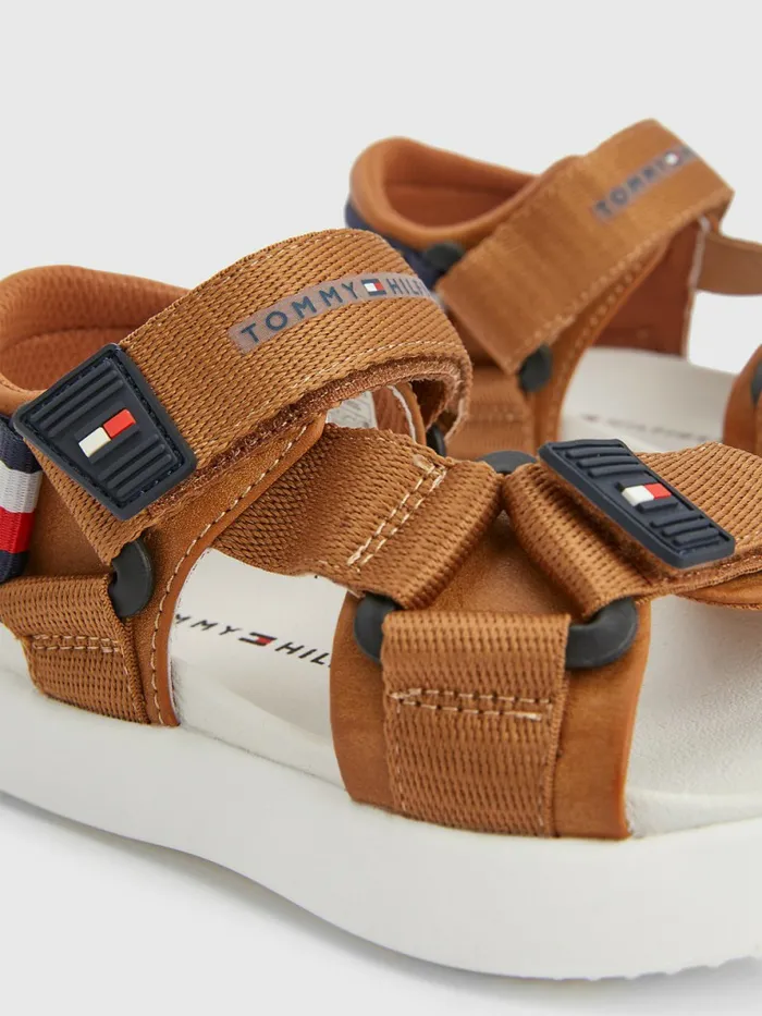 Tommy Hilfiger Fabric Strap Sandals Tobacco Boys Shoes and Accessories Casaul