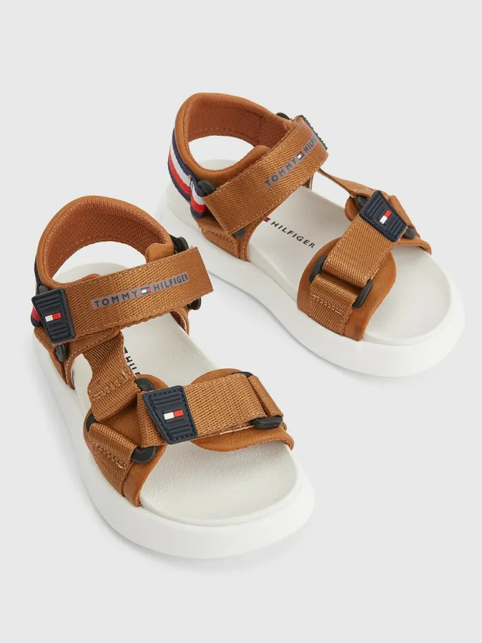 Tommy Hilfiger Fabric Strap Sandals Tobacco Boys Shoes and Accessories Casaul