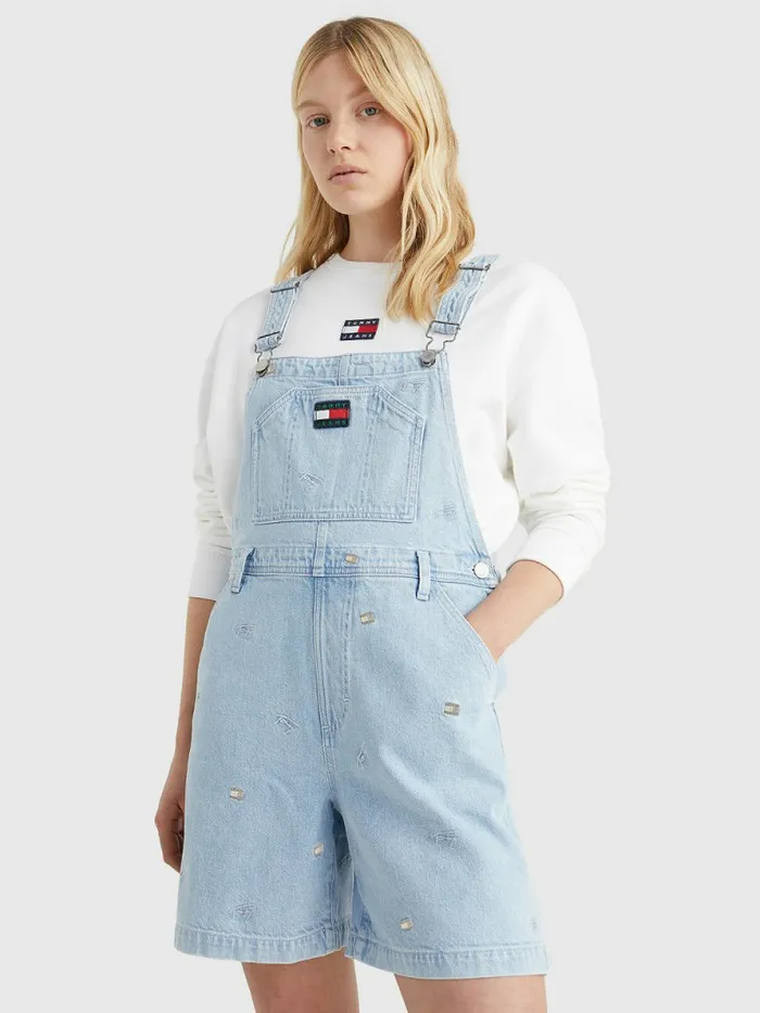 Tommy Hilfiger Faded Short Dungarees Denim Color Womens Dresses and Jumpsuits Online Tommy Hilfiger Faded Short Dungarees Denim Color Womens Dresses and Jumpsuits Online