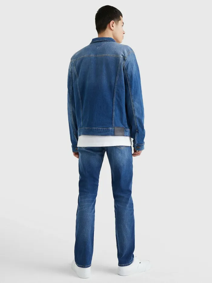 Tommy Hilfiger Faded Stretch Denim Jacket Wilson Mid Blue Stretch Mens Coats and Jackets Sale