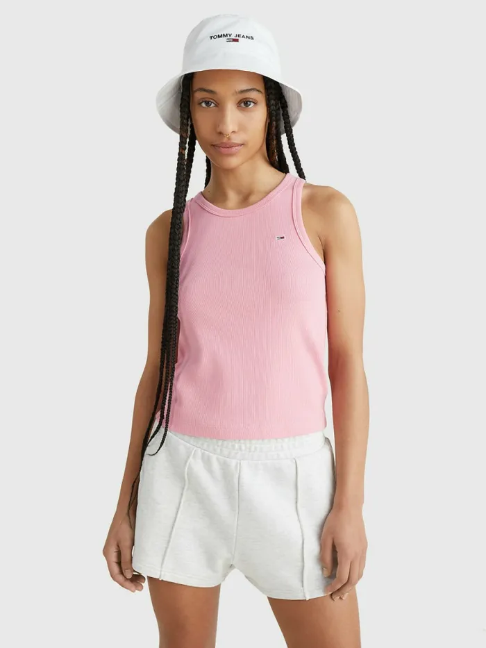 Tommy Hilfiger Feminine Ribbed Tank Top Fresh Pink Womens TShirts Gift 4 You