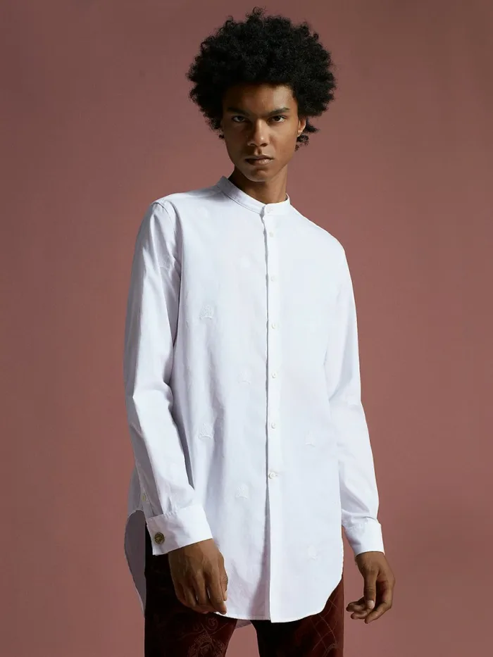 Tommy Hilfiger Festive Repeat Crest Embroidery Shirt White Mens Shirts On Sale Tommy Hilfiger Festive Repeat Crest Embroidery Shirt White Mens Shirts On Sale