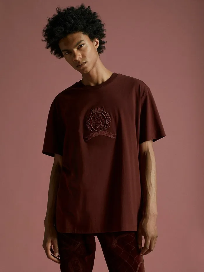 Tommy Hilfiger Festive Tonal Crest TShirt Classic Mahogany Mens TShirts Gift for Friend Tommy Hilfiger Festive Tonal Crest TShirt Classic Mahogany Mens TShirts Gift for Friend