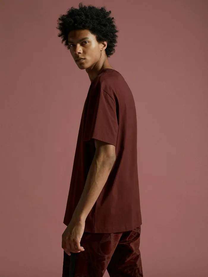 Tommy Hilfiger Festive Tonal Crest TShirt Classic Mahogany Mens TShirts Gift for Friend