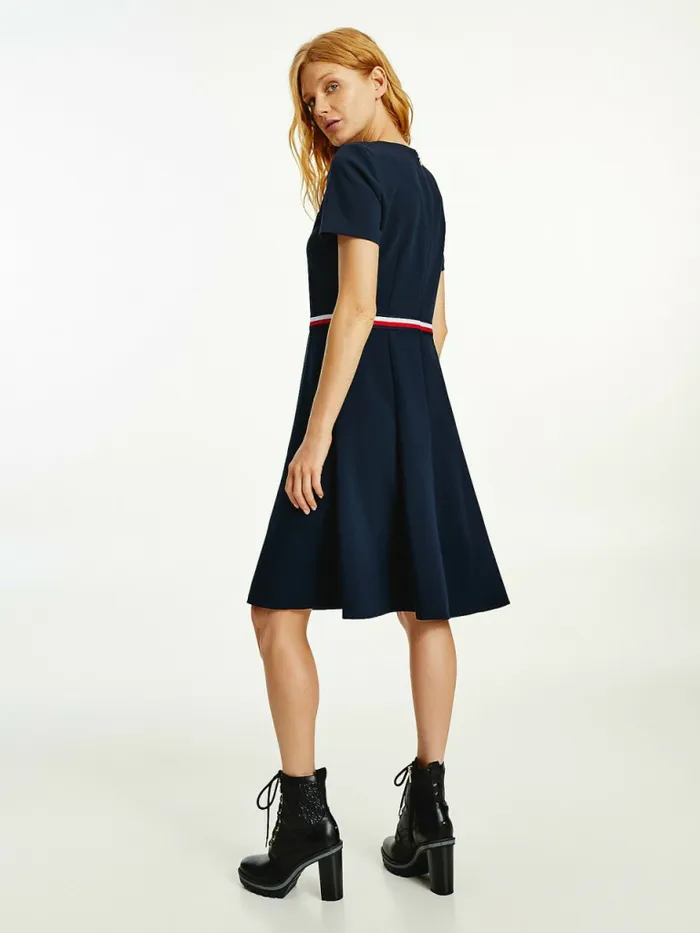 Tommy Hilfiger Fit And Flare Dress Desert Sky Womens Dresses and Jumpsuits Near Me