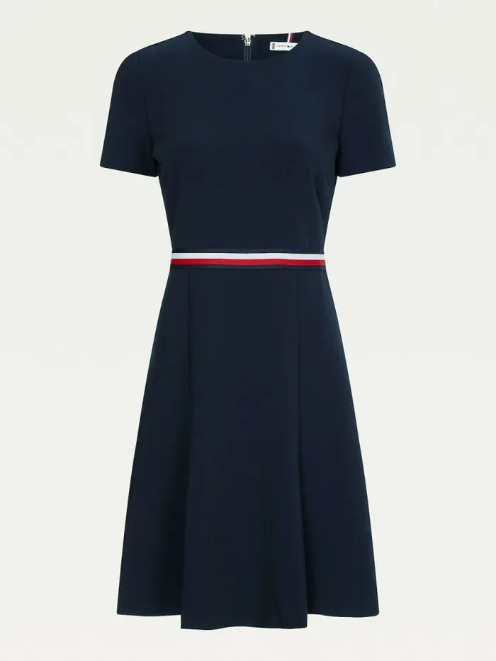 Tommy Hilfiger Fit And Flare Dress Desert Sky Womens Dresses and Jumpsuits Near Me