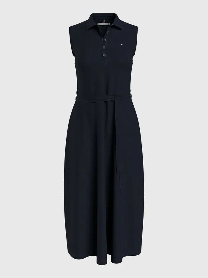 Tommy Hilfiger Fit And Flare Sleeveless Polo Dress Desert Sky Womens Dresses and Jumpsuits On Sale