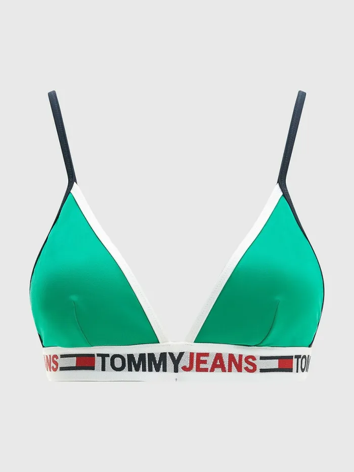 Tommy Hilfiger Fixed Triangle Bikini Top Ocean Blue Womens Swimwear On Sale