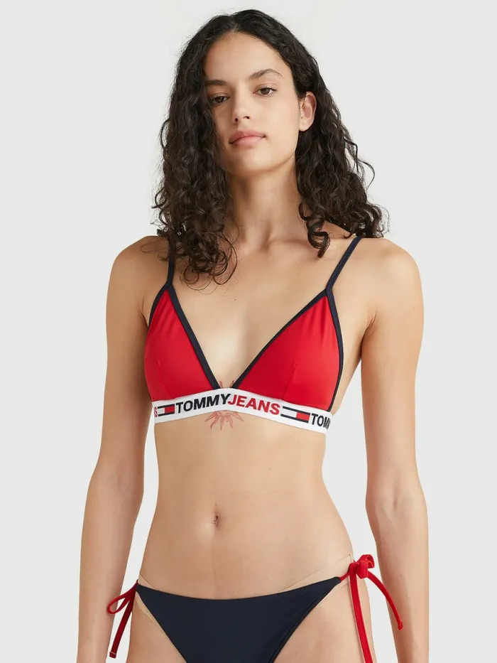 Tommy Hilfiger Fixed Triangle Bikini Top Red Womens Swimwear Casaul