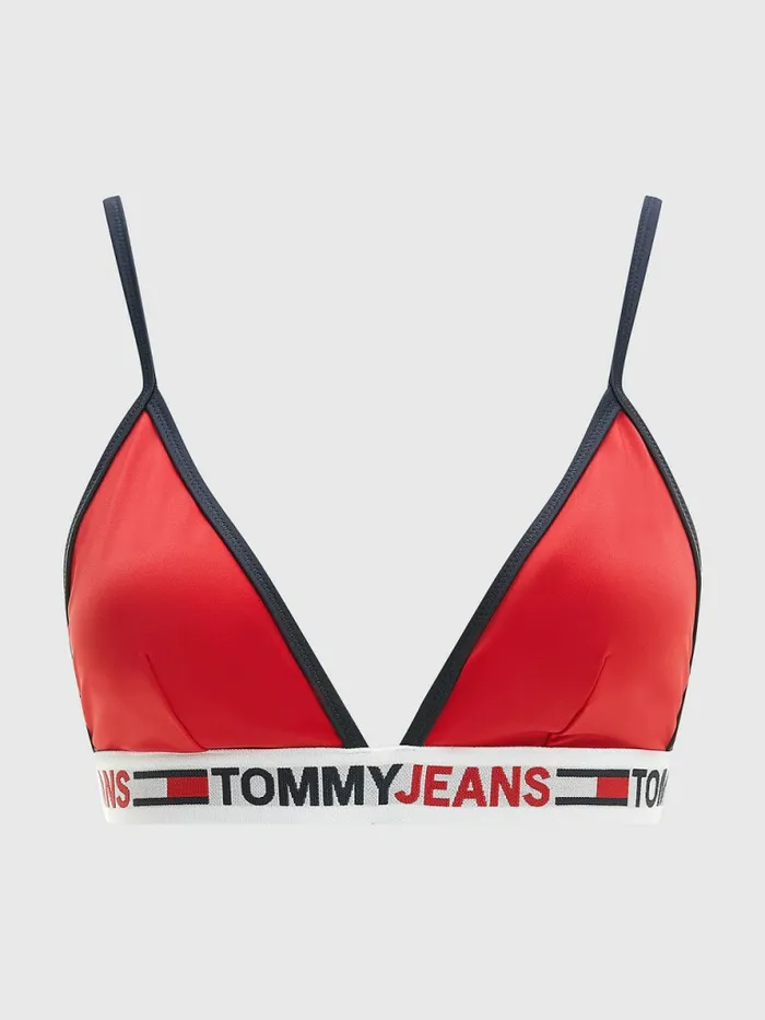 Tommy Hilfiger Fixed Triangle Bikini Top Red Womens Swimwear Casaul