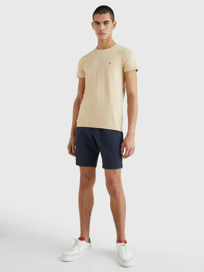 Tommy Hilfiger Flag Embroidery Slim Fit TShirt Clayed Pebble Mens TShirts Cheap On Sale
