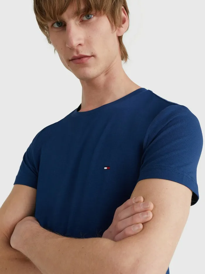 Tommy Hilfiger Flag Embroidery Slim Fit TShirt Twilight Indigo Mens TShirts Gift for Friend