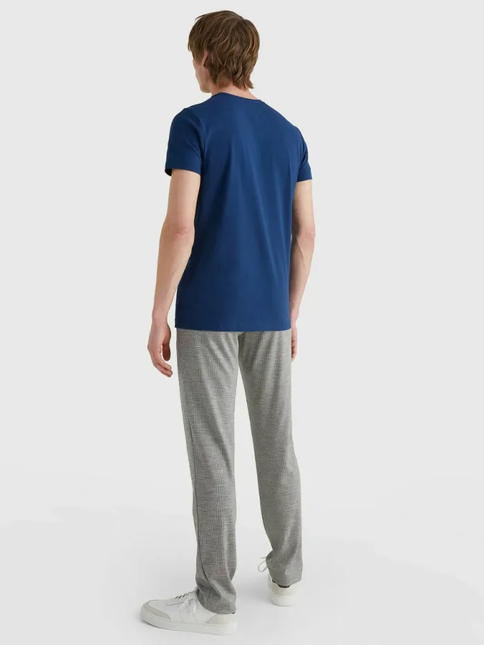 Tommy Hilfiger Flag Embroidery Slim Fit TShirt Twilight Indigo Mens TShirts Gift for Friend